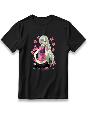  The Seven Deadly Sins Anime Elizabeth Liones Model Baskı Tişört Unisex Kalın Kumaşlı Manga T-Shirt