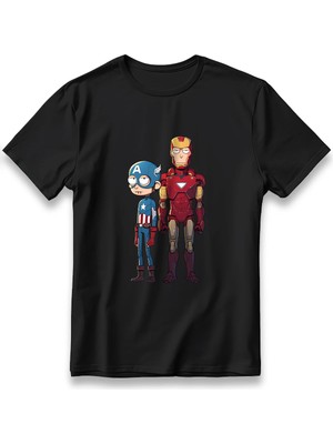  Iron Man Cap.america Rick And Morty Tişört Model Baskılı Unisex %100 Pamuklu Kalın Kumaşlı T-Shirt