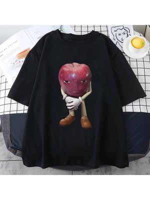  Vintage Apple Tasarım Grafik T Shirt Erkek Kadın Komik Y2K T-Shirt Hip Hop Streewear 100% Pam