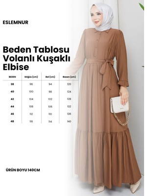 Eslemnur Elbise || Kuşaklı || Gömlek Yaka || VOLANLI
