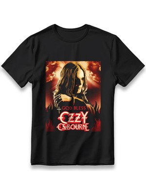  Ozzy Osbourne God Bless Rock T-Shirt Unisex %100 Cotton Pamuklu Rahat Regular Baskı Tişört
