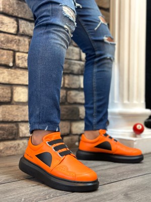 11boa BA0302 Boa Kalın Taban Bağcıksız Tarz Casual Turuncu Erkek Ayakkabı