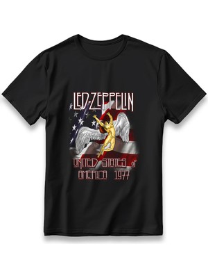  LED Zeppelın Rock T-Shirt Unisex %100 Cotton Pamuklu Rahat Regular Baskı Rock Grubu Tişört