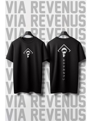  Jujutsu Kaisen Ön ve Arka Baskılı Bisiklet Yaka Geniş Kalıp Unisex Tshirt