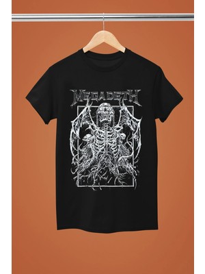  Megadeth Baskılı Pamuklu Kısa Kollu Regular Kalıp Rock Tshırt