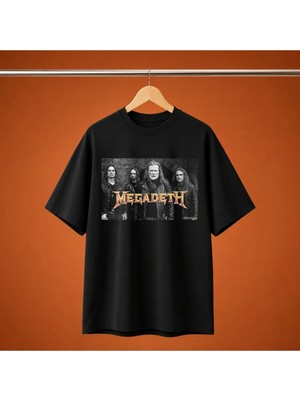  Megadeth Band Photo Oversize Unisex Baskili Tisort