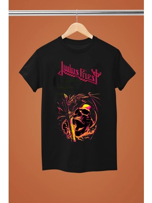  Judas Prıest Baskılı Pamuklu Kısa Kollu Regular Kalıp Rock Tshırt