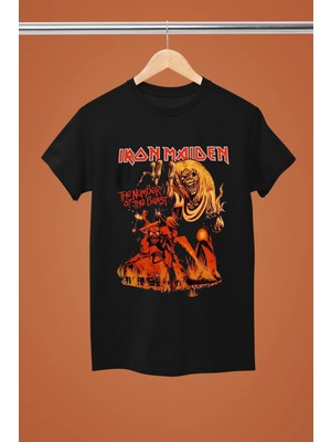  Iron Maıden Baskılı Pamuklu Kısa Kollu Regular Kalıp Rock Tshırt