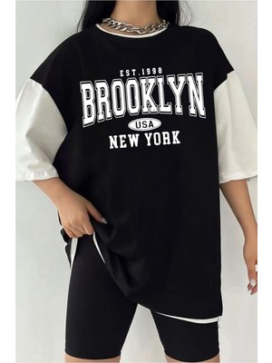  Çift Renk Brooklyn 1898 Baskılı Unisex Tshirt