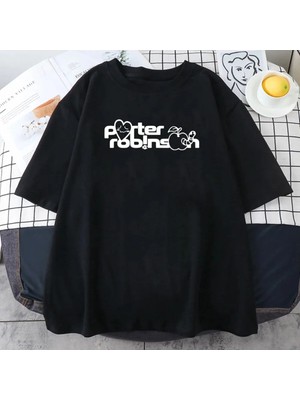  Siyah Karikatür Tee Porter Robinson Gülümseme Dünya