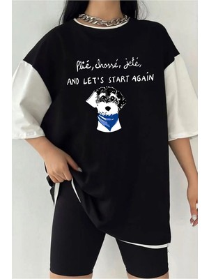  Çift Renk Hav Baskılı Unisex Tshirt