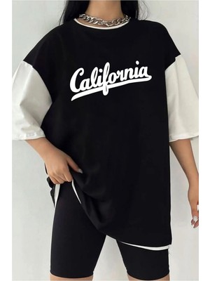  Çift Renk California Baskılı Unisex Tshirt