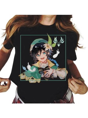  Kadın Genshin Impact Baskı T-Shirt MOD4R14