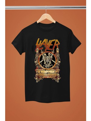  Slayer The Rock Band Baskılı Pamuklu Kısa Kollu Regular Kalıp Rock Tshırt