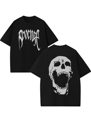  Xxxtentacion-Revenge Baskılı Unisex Oversize Kesim %100 Pamuk Bisiklet Yaka Rap Tişört