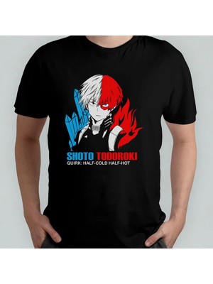  My Hero Academia Shoto Todoroki Unisex %100 Pamuklu Bisiklet Yaka T-Shirt Model 1