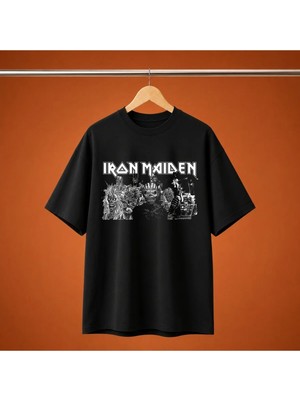  Iron Maiden Baskili Oversize Unisex Tisort
