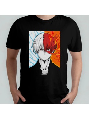  My Hero Academia Shoto Todoroki Unisex %100 Pamuklu Bisiklet Yaka T-Shirt Model 3
