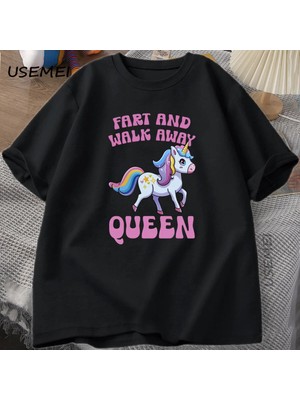  Fart And Walk Away Funny Unicorn T-Shirt Casual Cotton Top For Men & Women Summer Fashion Sho 3004