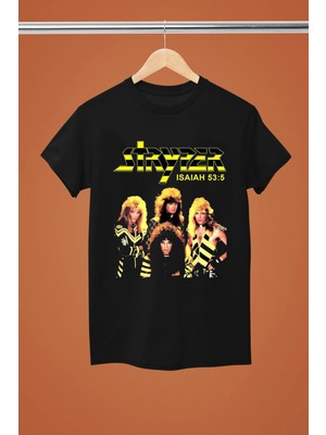  Stryper The Rock Band Baskılı Pamuklu Kısa Kollu Regular Kalıp Rock Tshırt