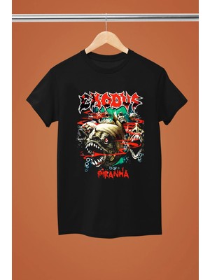  Exodus The Rock Band Baskılı Pamuklu Kısa Kollu Regular Kalıp Rock Tshırt