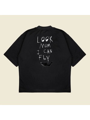  Look Mom I Can Fly Boxy Fit Oversize Unisex Tshirt – Baskılı Tişört |