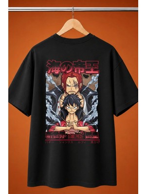 Shanks One Piece Denizin Imparatoru Baskili Oversize Tisort