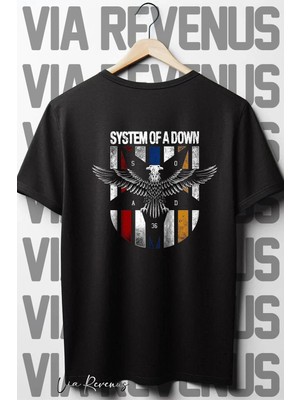  System Of A Down Sırt Baskılı Oversize Geniş Kalıp Bisiklet Yaka Siyah Tshirt