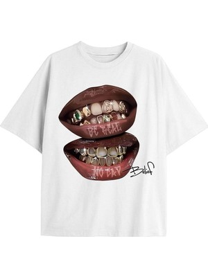  Adrift Seuscraft Beyaz Belief Grillz Tişört - Baskılı Oversize Yazlık T-Shirt Bisiklet