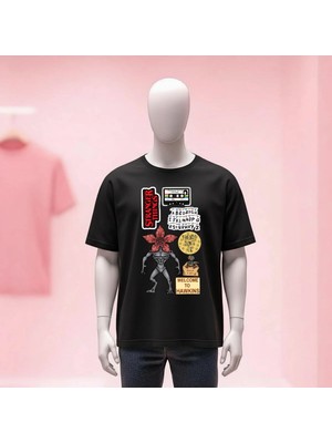  Baskılı Bisiklet Yaka Geniş Kalıp Unisex Tshirt