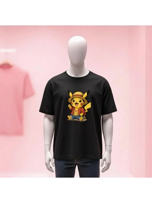  Baskılı Bisiklet Yaka Geniş Kalıp Unisex Tshirt