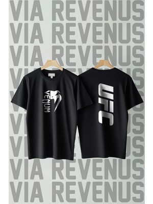  Ufc Ön ve Arka Baskılı Bisiklet Yaka Geniş Kalıp Unisex Tshirt