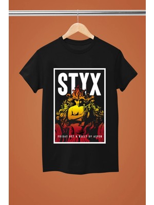  Styx The Rock Band Baskılı Pamuklu Kısa Kollu Regular Kalıp Rock Tshırt