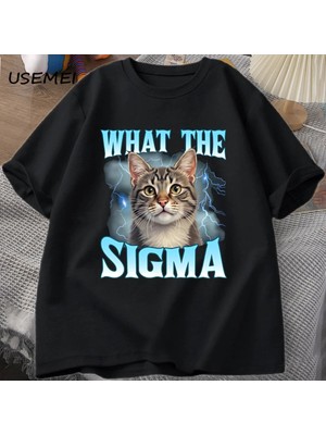  Ne Sigma Kedi T-Shirt Erkek Kadın Komik T Shirt Mizah Baskılı Kedi Sevgilisi T Shirt Unisex P 2815