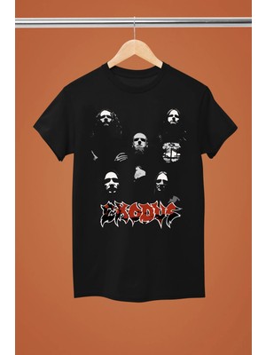  Exodus The Rock Band Baskılı Pamuklu Kısa Kollu Regular Kalıp Rock Tshırt