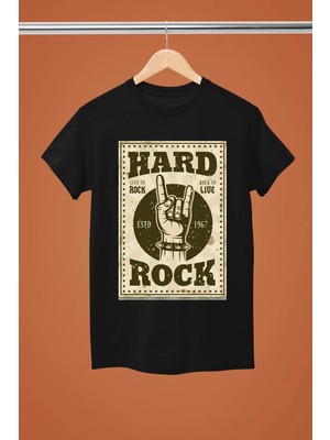  Hard Rock Baskılı Pamuklu Kısa Kollu Regular Kalıp Rock Tshırt