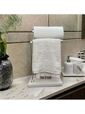 Empressco Şık Mermer Ayaklı Metal Banyo El ve Kağıt Havluluk Standı