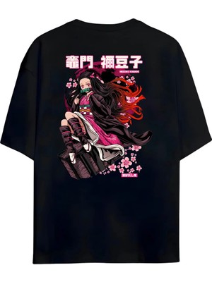  Demon Slayer Nezuko Tasarımlı Anime Tişört Oversize Unisex Pamuklu T-Shirt | Özel Tasarımlı Yüksek Kalite Baskılı T-Shirt