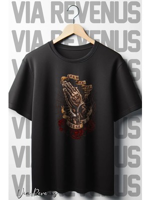  Only God Can Judge Me Baskılı Oversize Geniş Kalıp Bisiklet Yaka Siyah Tshirt