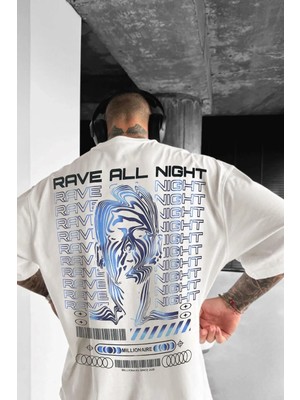  Erkek Siyah Rave All Night Oversize Fit Bol Geniş Kalıp Salaş Kesim