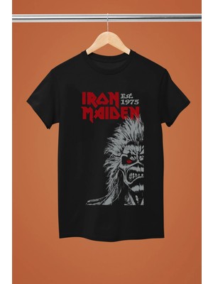 Iron Maıden Baskılı Pamuklu Kısa Kollu Regular Kalıp Rock Tshırt