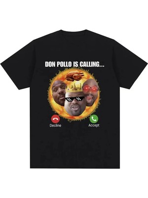  Siyah Don Pollo Komik Meme Desen Ohio Kral Üst Retro Günlük