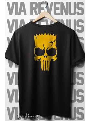  Sırt Baskılı Oversize Geniş Kalıp Bisiklet Yaka Siyah Tshirt