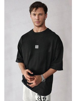  Erkek Free Life Siyah Bisiklet Yaka Oversize Salas