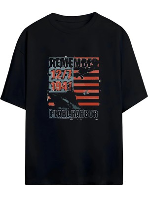  Premium Pamuklu Özel Baskılı Pearl Harbor Temalı Vintage Unisex Tişört