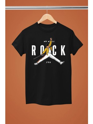  Queen Baskılı Pamuklu Kısa Kollu Regular Kalıp Rock Tshırt