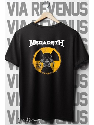  Megadeth Sırt Baskılı Oversize Geniş Kalıp Bisiklet Yaka Siyah Tshirt