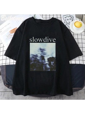  Siyah Slowdive Leri Harajuku Tshirt Vintage El
