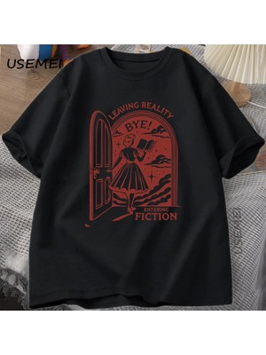  Gerçekliği Bırakarak Kurgu T Shirt Erkek Kadın Vintage Komik Kitapçı Kitap Sevgilisi Tshirt K 2934