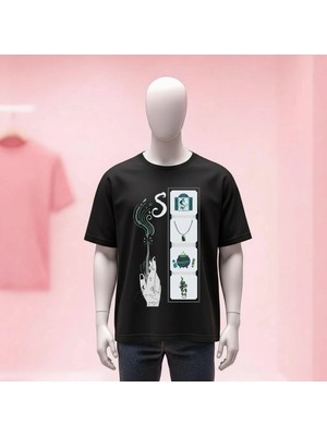  Harry Potter Baskılı Bisiklet Yaka Geniş Kalıp Unisex Tshirt